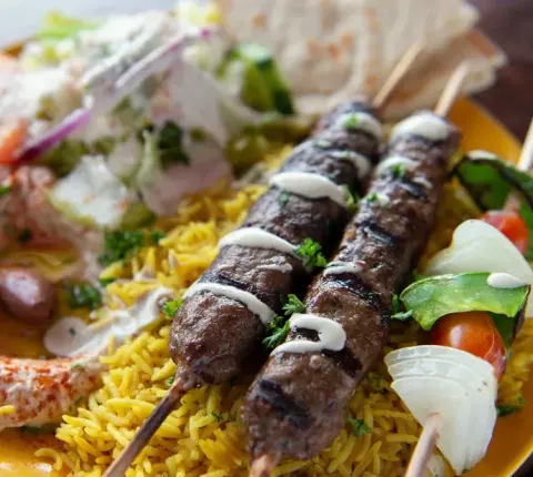 the golden olive - kufta kabab plate