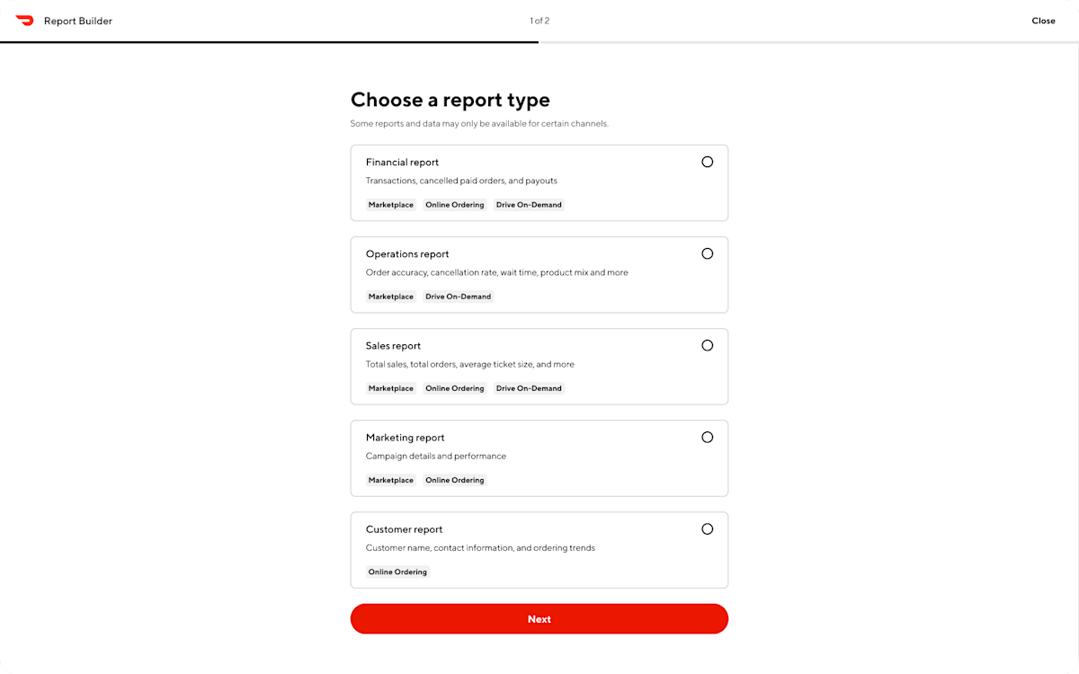 Mx - Portal - Report Builder - Choose Type