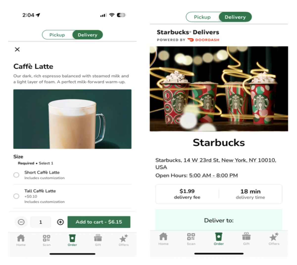 Starbucks Drive and Storefront mobile screenshot