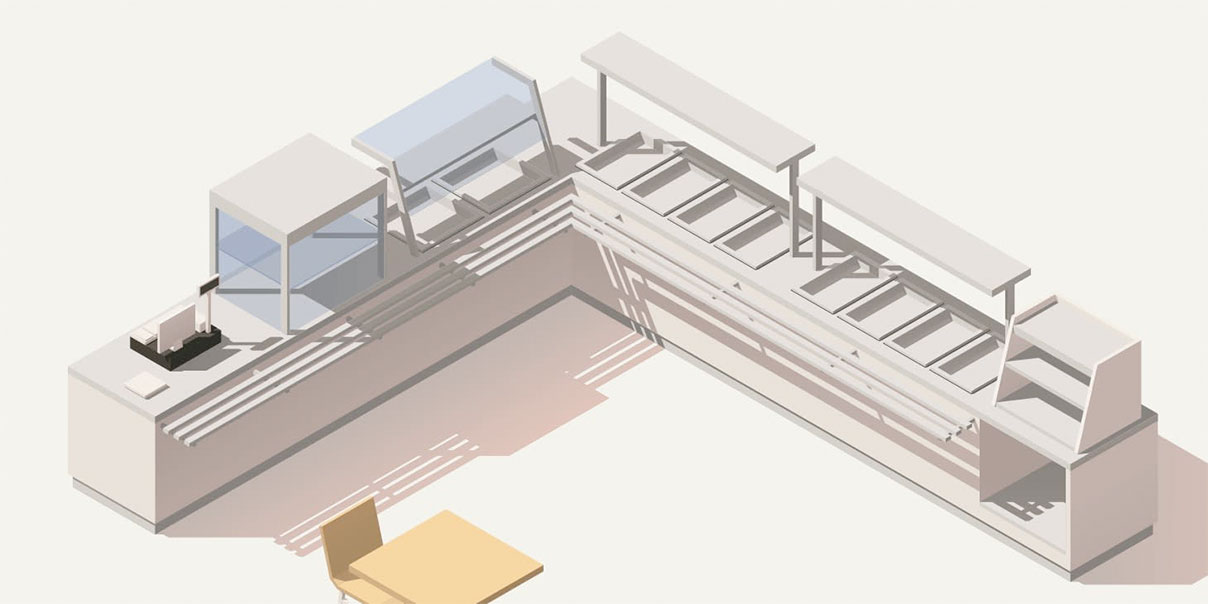 plano de la cocina del restaurante