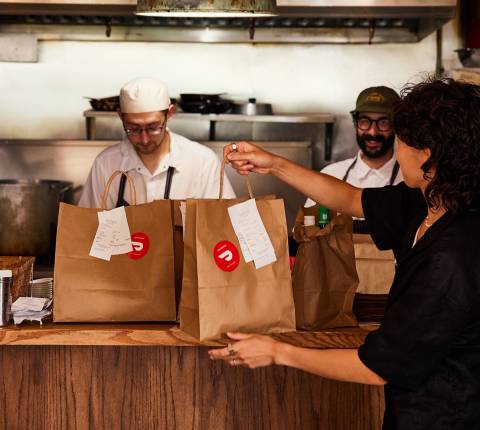 Customer pickup orders kitchen bags