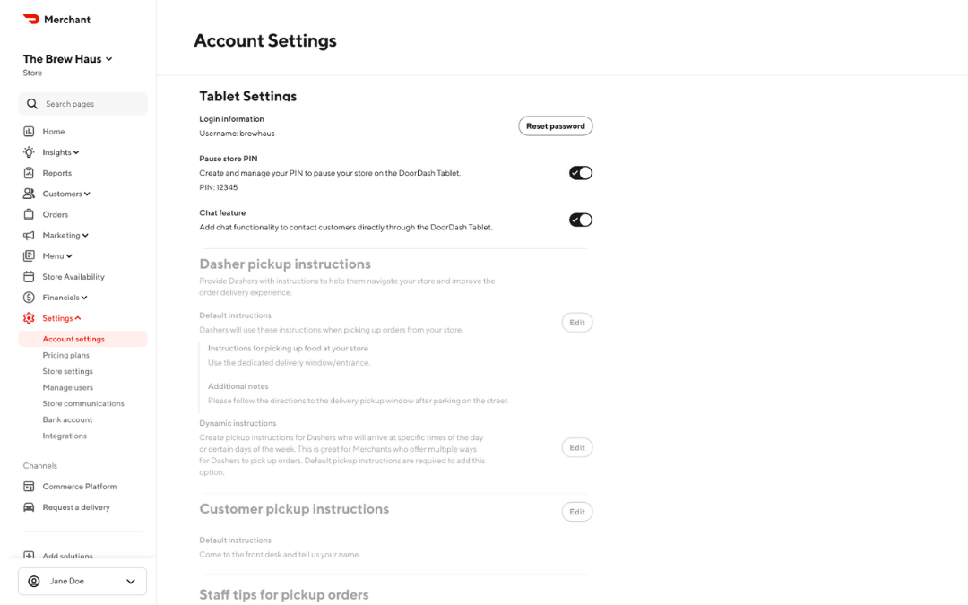 Mx - Portal - Account Settings - Tablet Settings