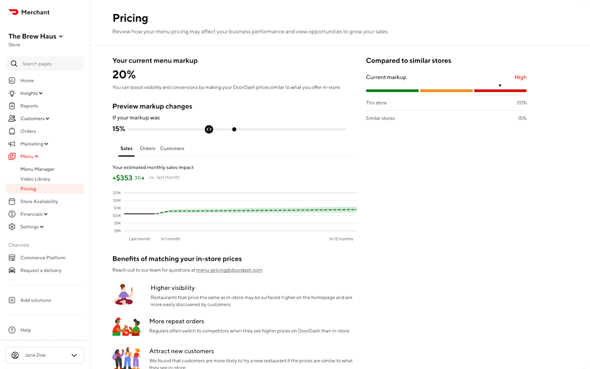 Mx - Portal - Menu Pricing - High Markup