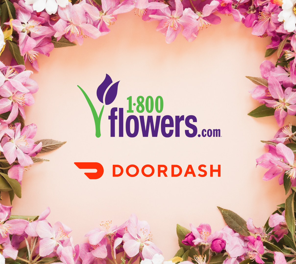 DoorDash and 1-800 Flowers logos plus flower visuals
