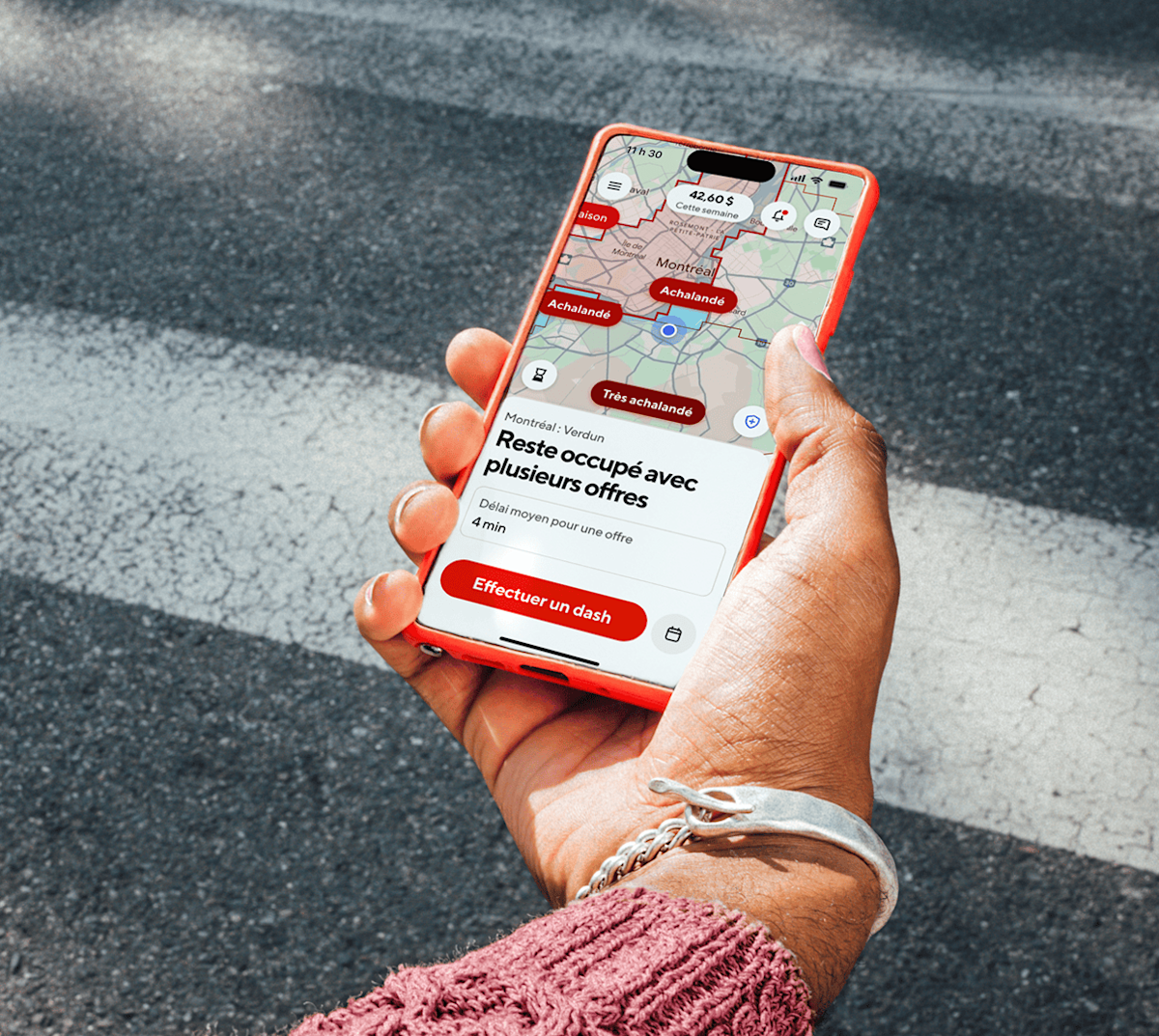 Dasher pulling Crimson card out of wallet