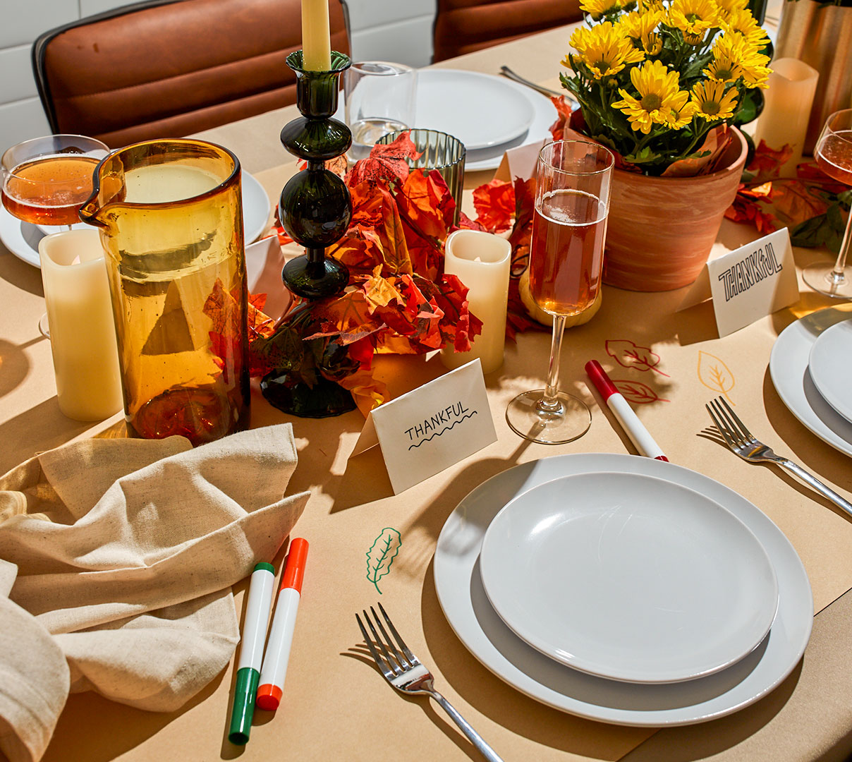 Fun Thanksgiving Tablecloth Idea with Writing and Drawing Prompts