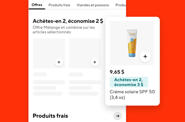 CPG ad on DoorDash with a promotional offer for sunscreen