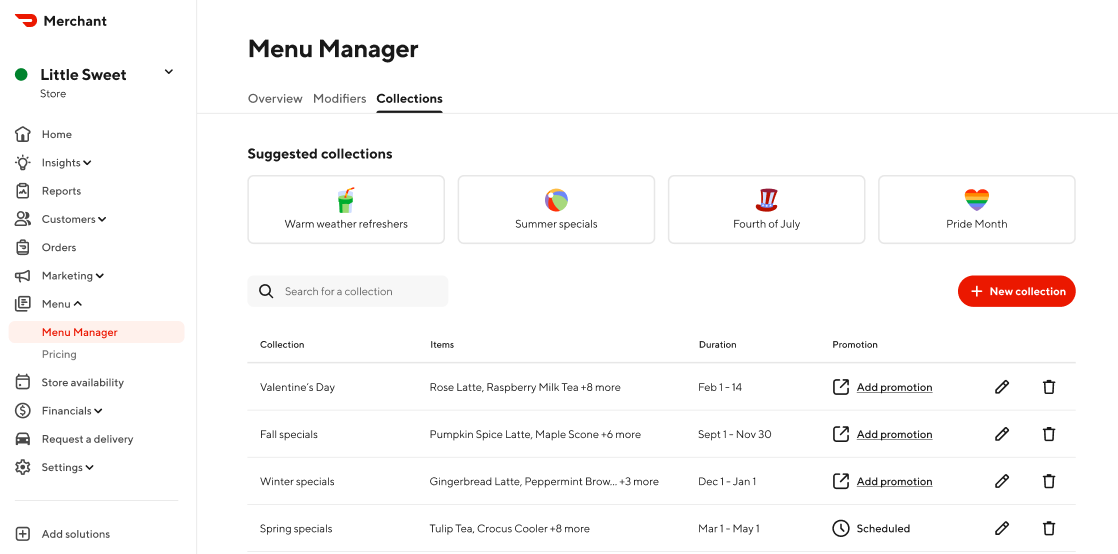 DoorDash Menu Manager