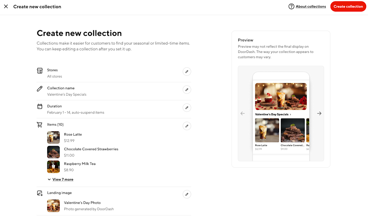 How to create Collections in DoorDash Menu Manager
