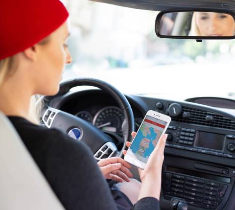 Dx Blog  - 2024 Gig Work Trends: Opportunities Gig Workers Can Look Forward To - Dasher in car looking at app