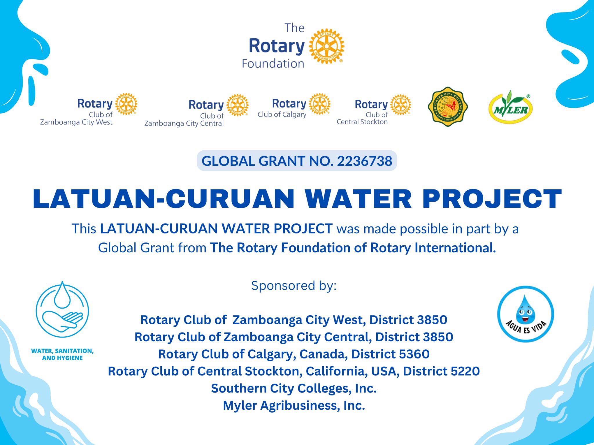 Global Grant No. 2236738: The Turnover of Latuan-Curuan Water Project