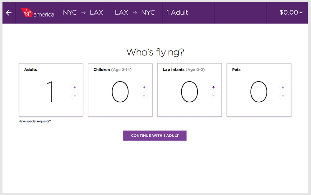 Virgin America Booking Process Who's Flying