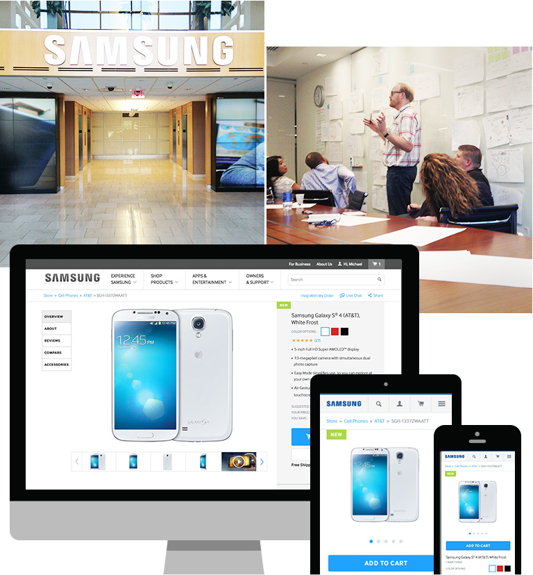 From Inspiration to Innovation-images of the samsung office, website planning board, responsive web development
