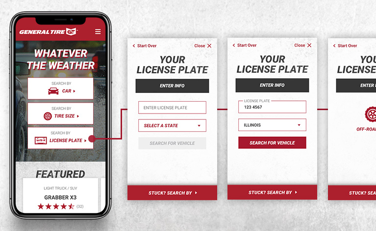 General Tire Mobile search by license plate