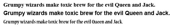 Comparing Times New Roman, Arial and Nueva Standard font sizes