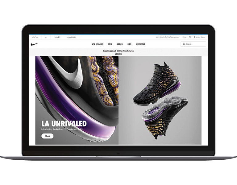 Nike's Website Homepage