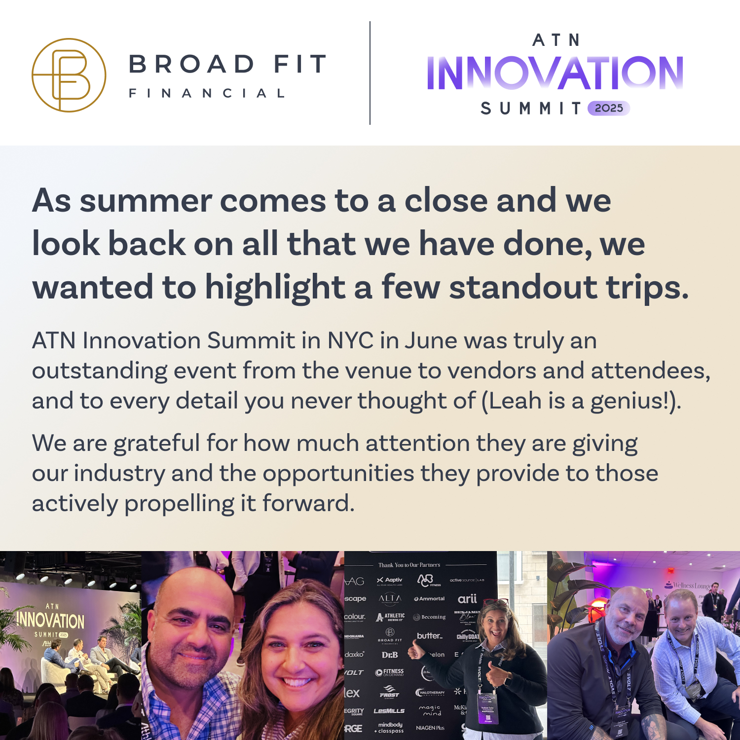 Michael Grant and Stephanie Taylor attend ATN Innovation Summit in NYC in June