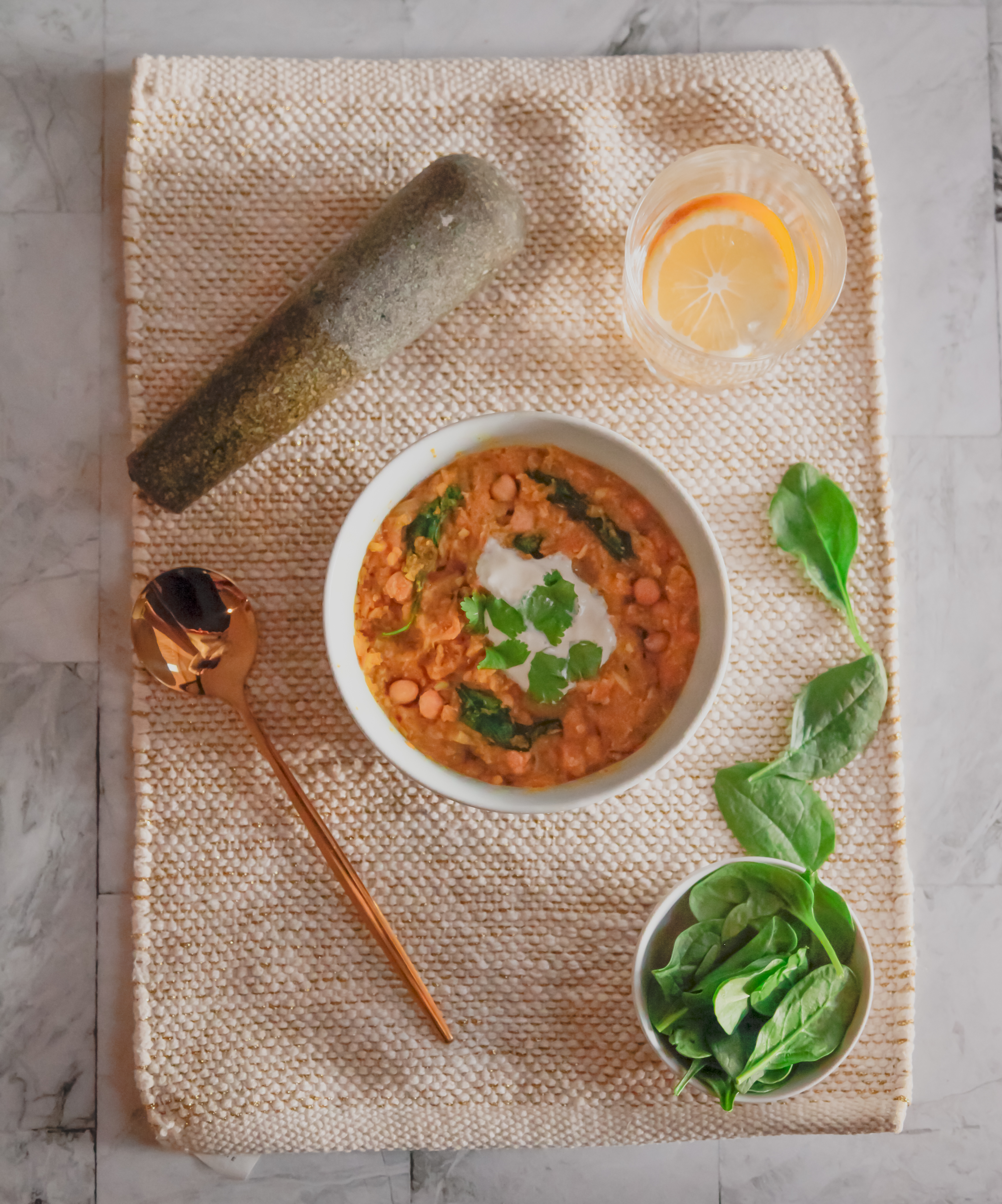 Chickpea and Baby Spinach Dahl