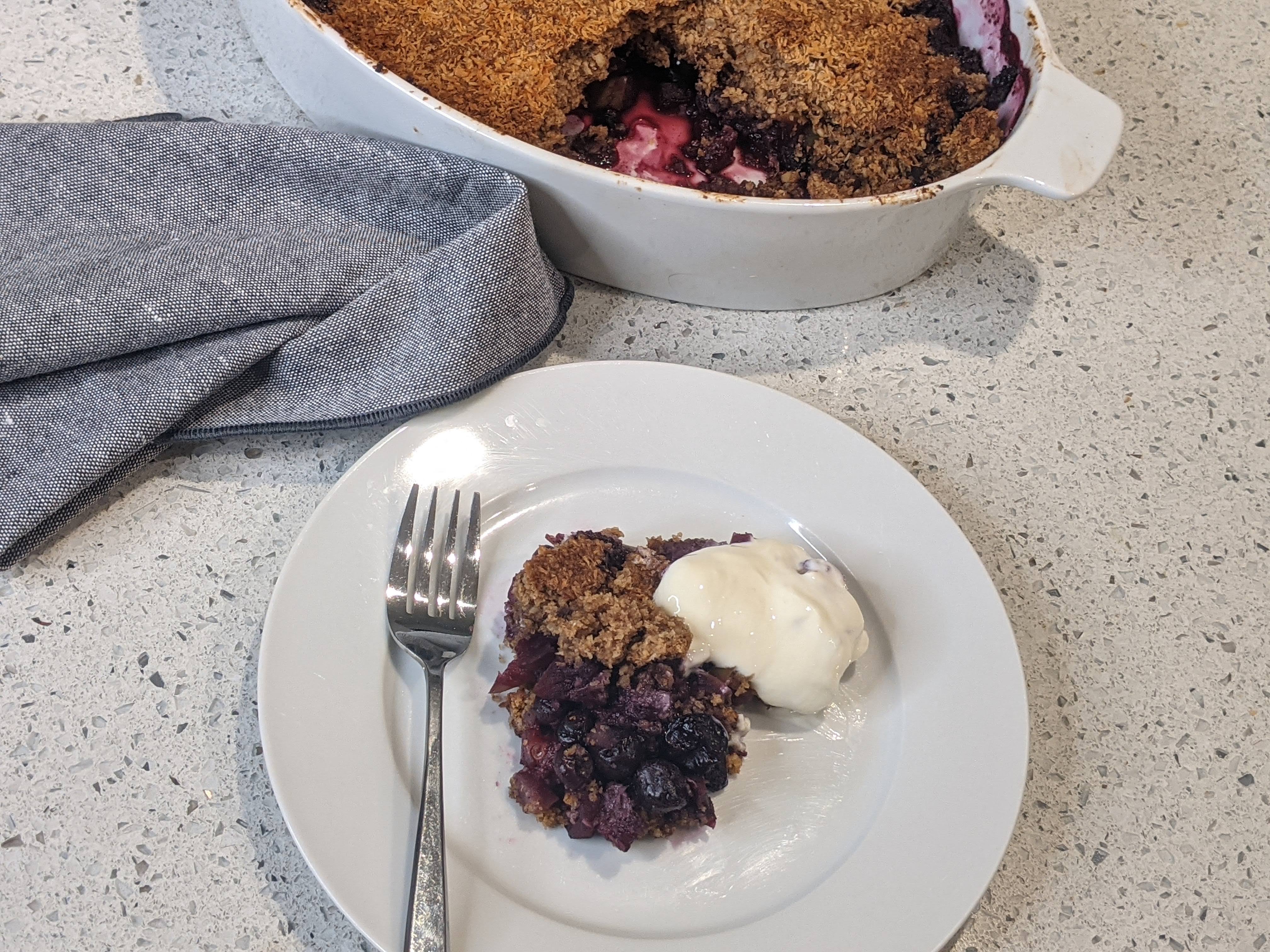 Apple Blueberry Walnut Crumble