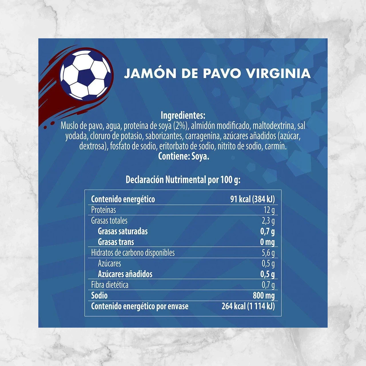 82403 JAMON DE PAVO VIRGINIA FUD 290g Info Nutrimental