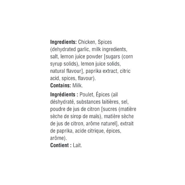 WFC 7029 7096 Chicken Flattened Tandoori Ingredients