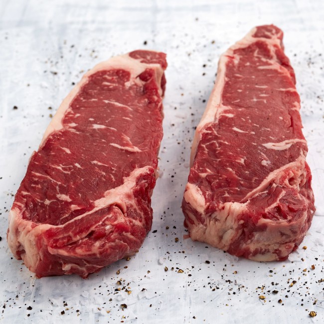 1232 WF Raw USDA Choice Black Angus Beef Thick NY Strip Steak Beef