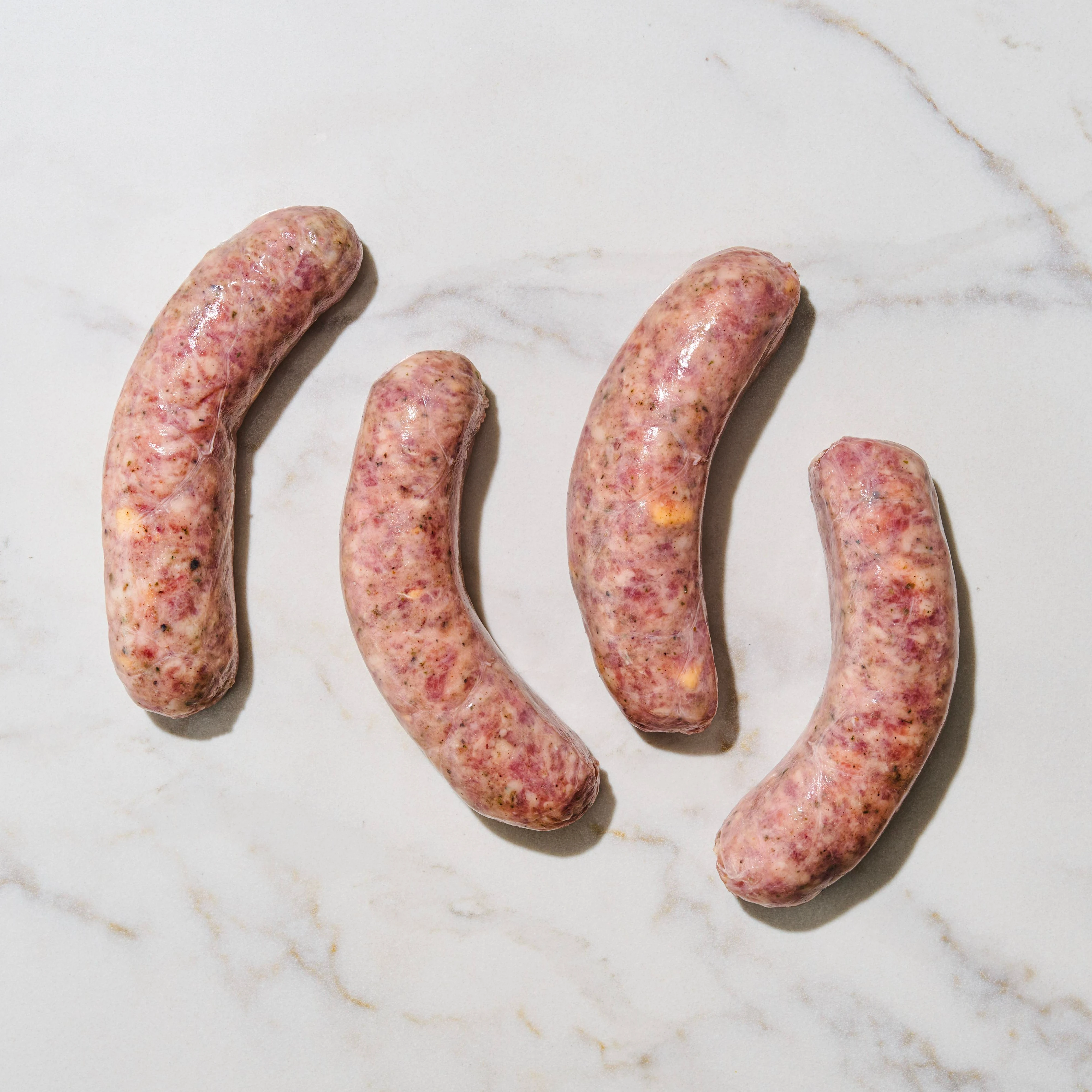 3837 raw Pork Cheddar Cheese Bratwurst Links