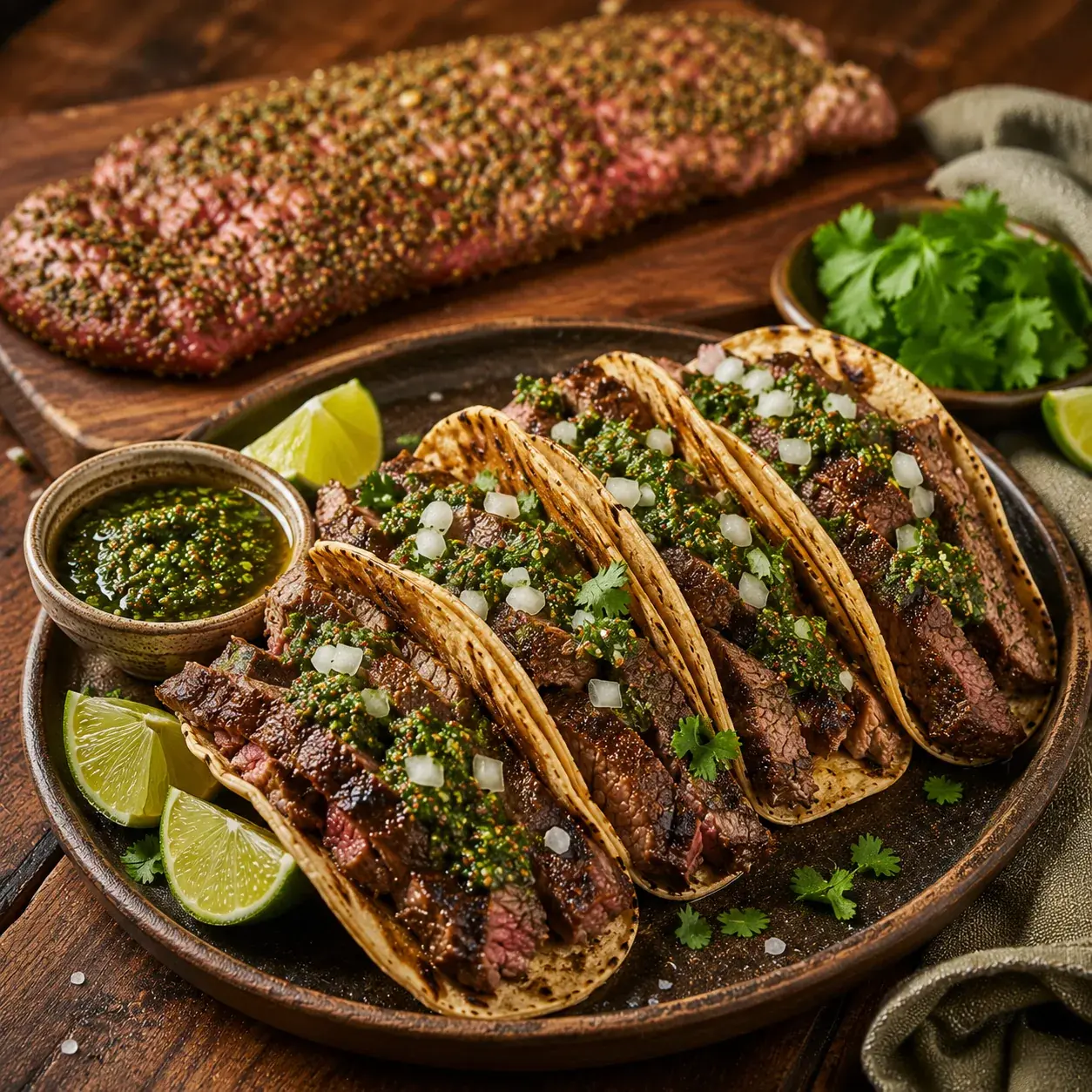 Chimichurri Skirt Steak Tacos