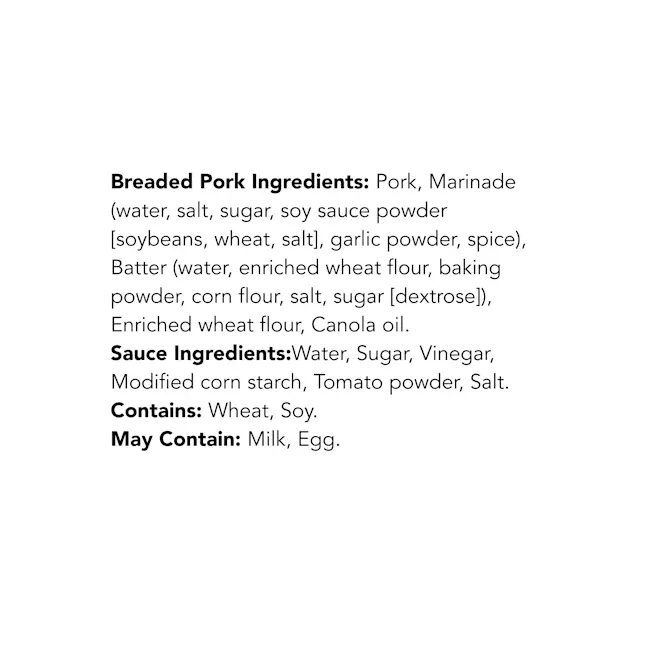 WFC 2022 NB ValueAdd Sweet&SourPork Ingredients
