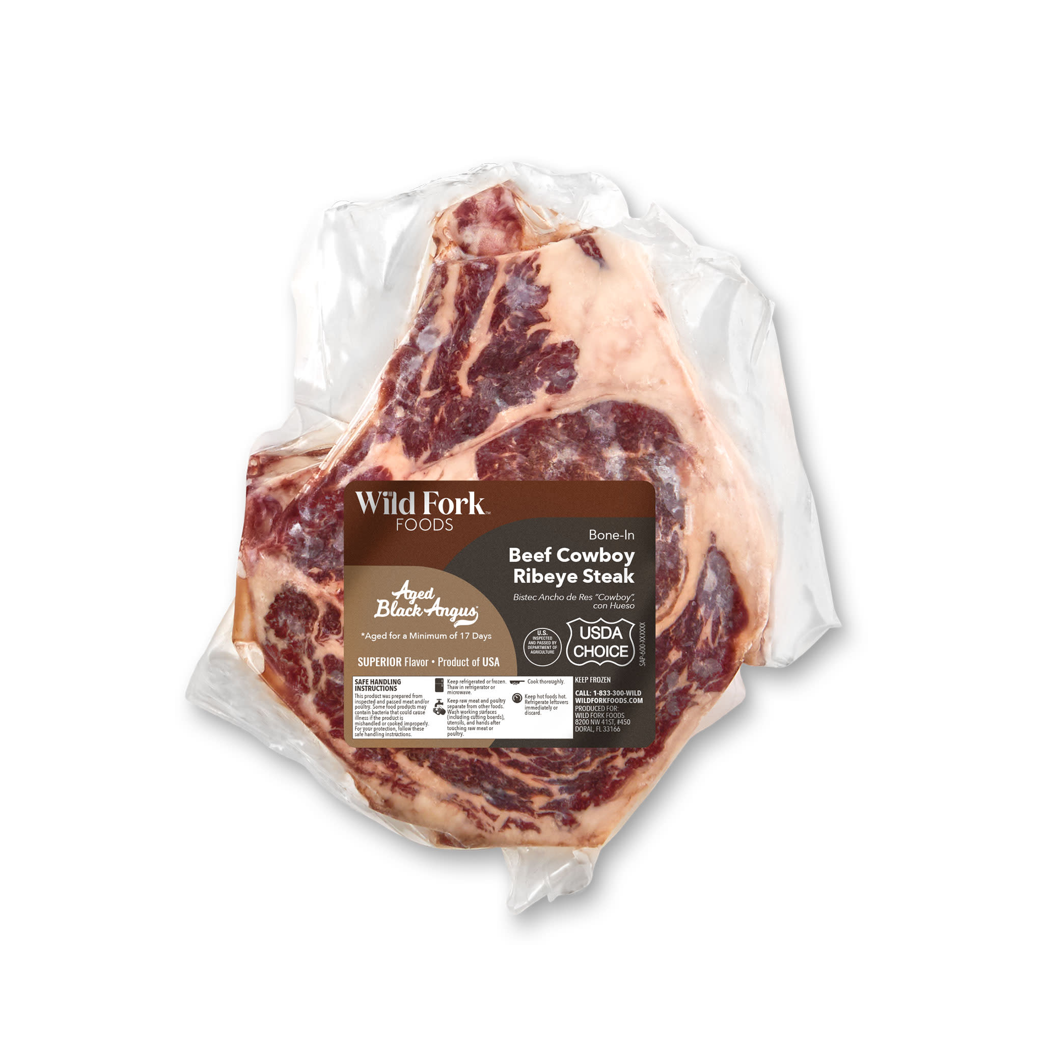 1211 WF PACKAGED USDA Choice Black Angus Bone-In Beef Cowboy Steak Beef