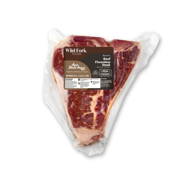 1212 WF PACKAGED USDA Choice Black Angus Bone-In Beef Florentine Steak Beef