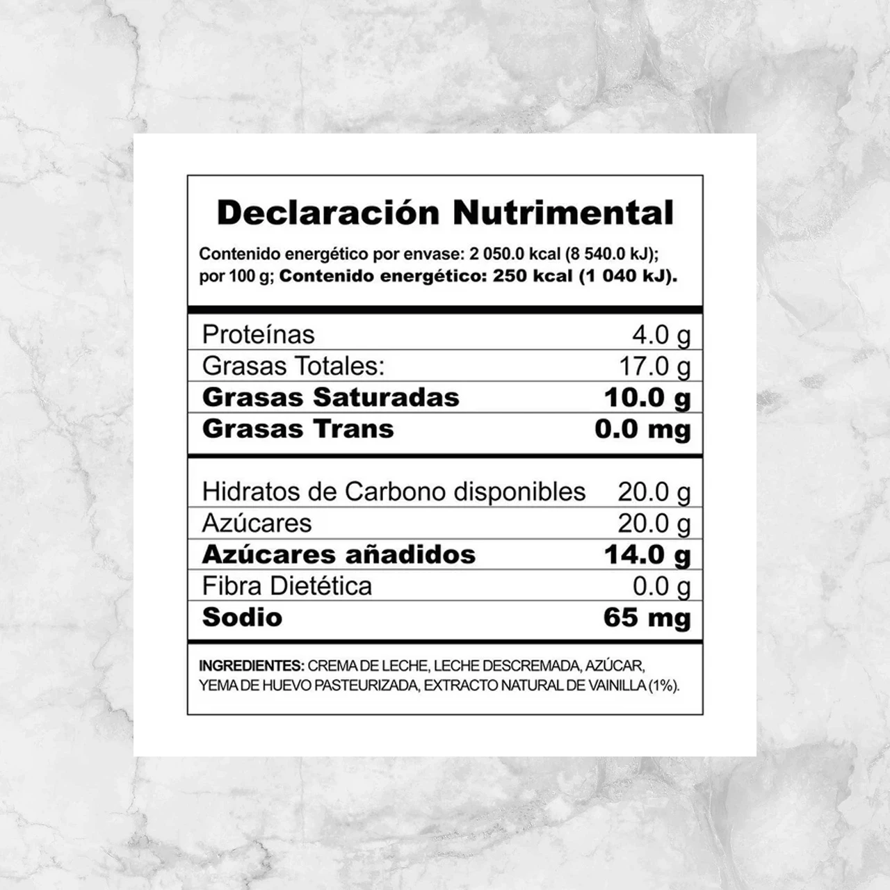 82148 HELADO DE VAINILLA HÄAGEN DAZS 473ML Info Nutrimental