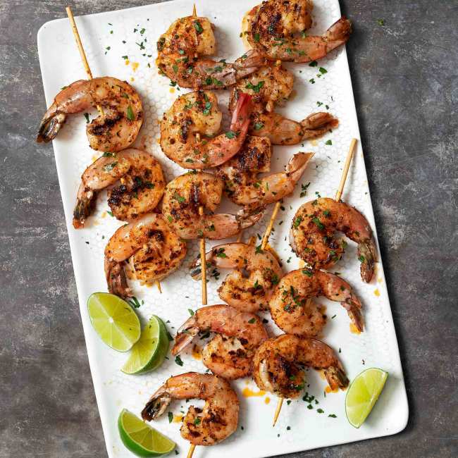 6094 WF PLATED Grilled Blackened Shrimp Seafood