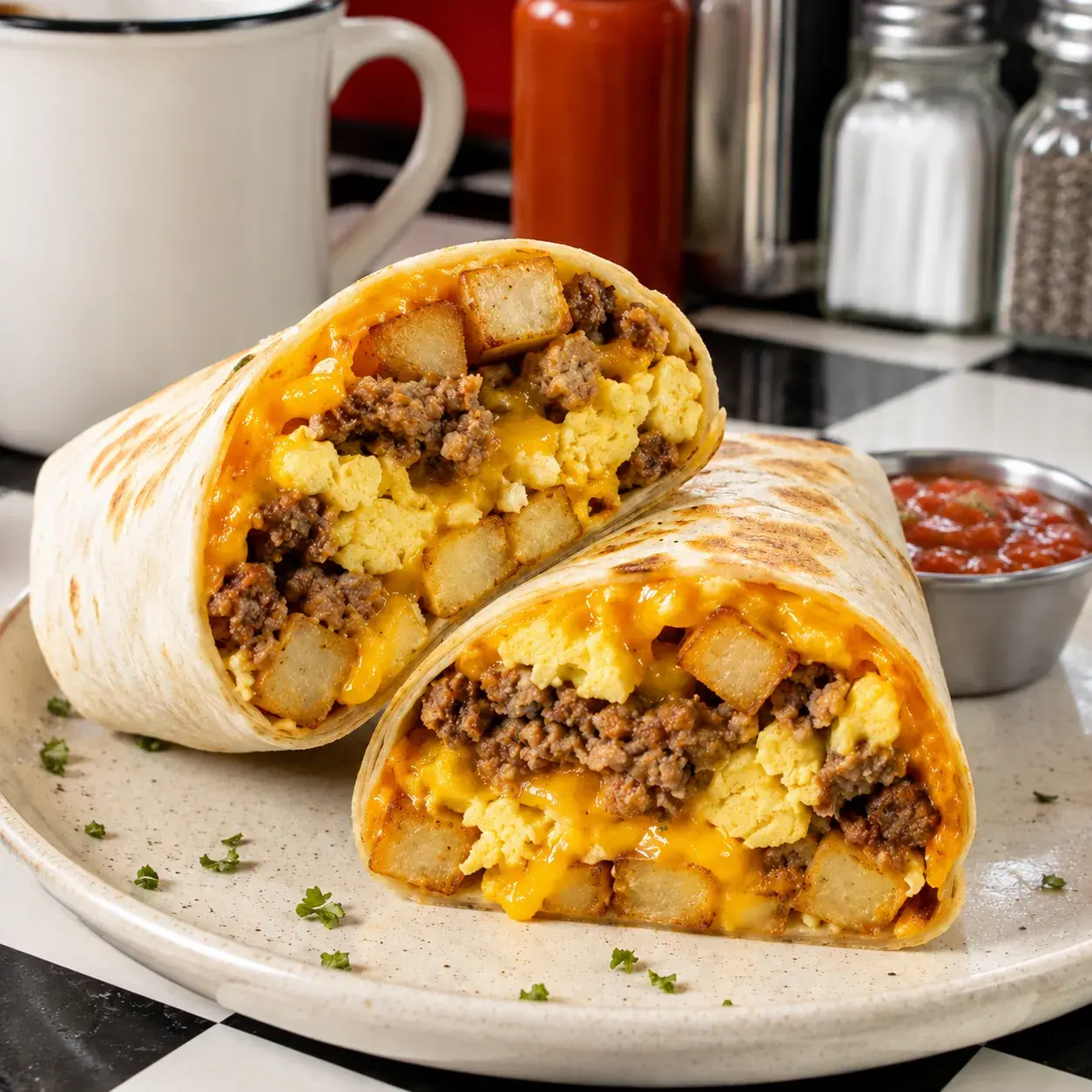 Pork Breakfast Patty Breakfast Burritos