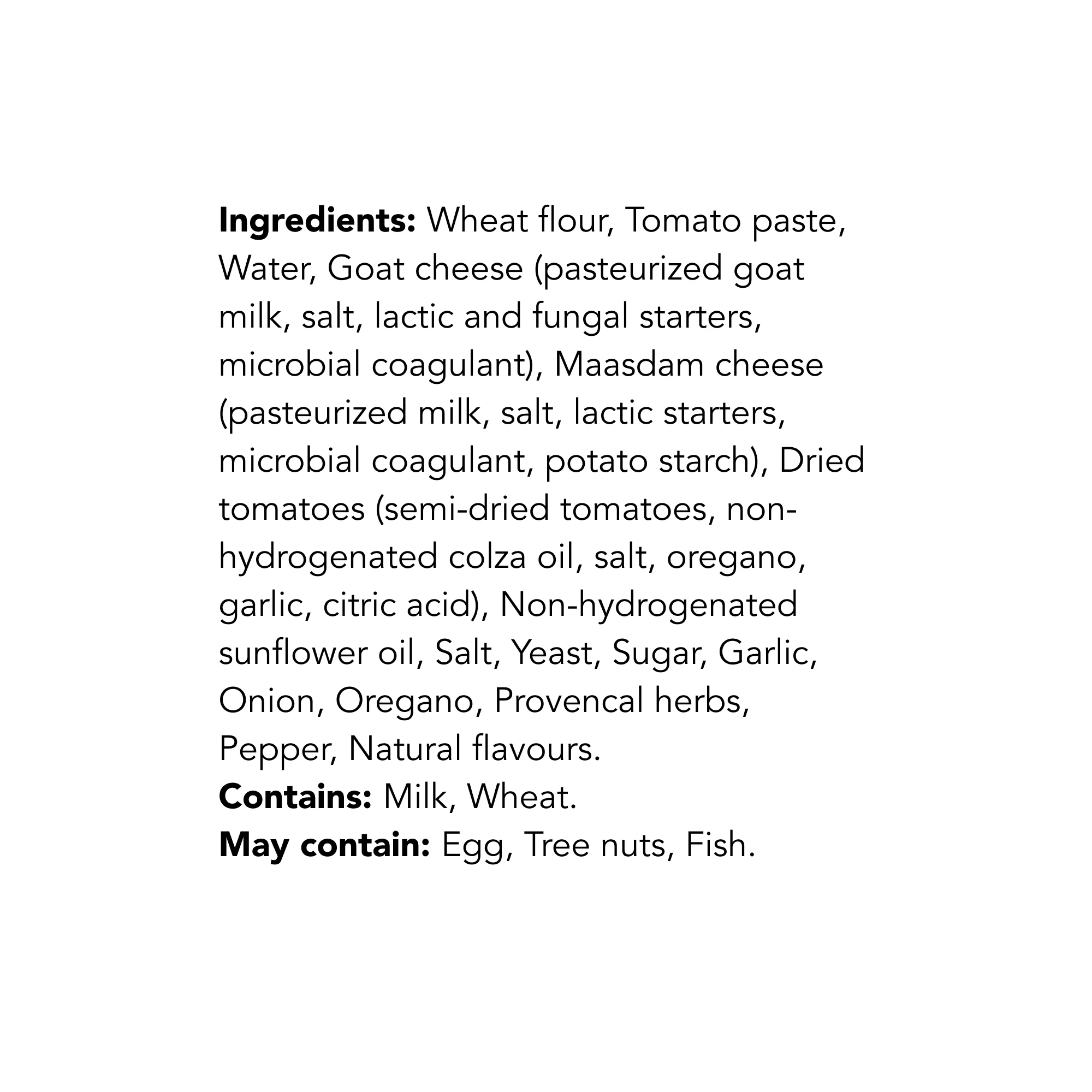WFC 2540 NB ValueAdd Pizza GoatCheeseSundriedTomato Ingredients