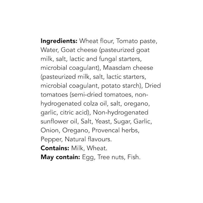 WFC 2540 NB ValueAdd Pizza GoatCheeseSundriedTomato Ingredients