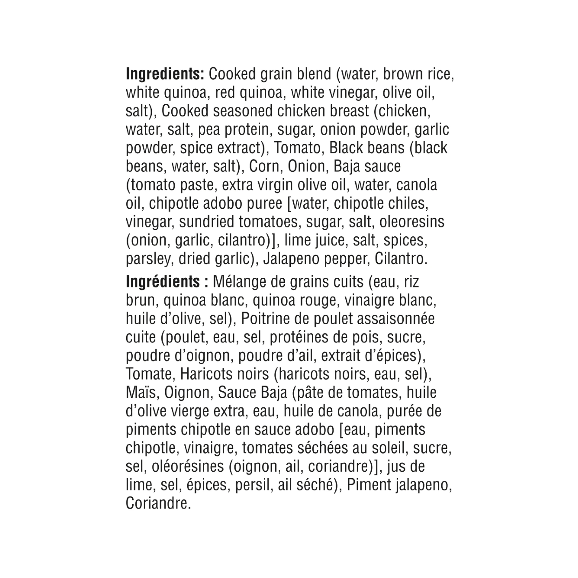 WFC 2522 ValueAdd Bowl Baja Ingredients