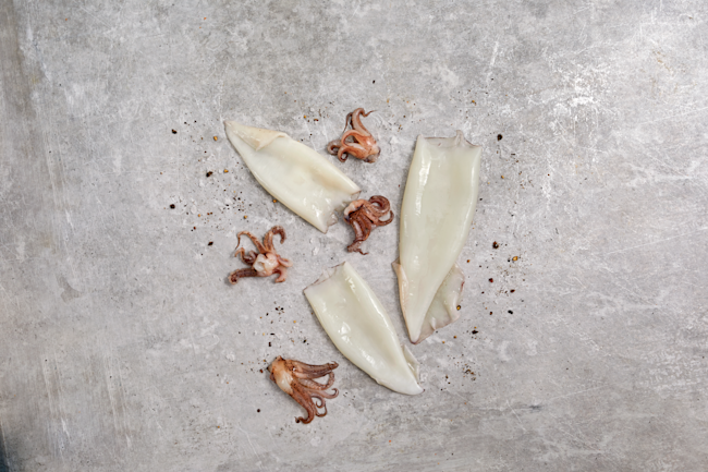 6408 RAW Wild Caught Calamari Tubes and Tentacles