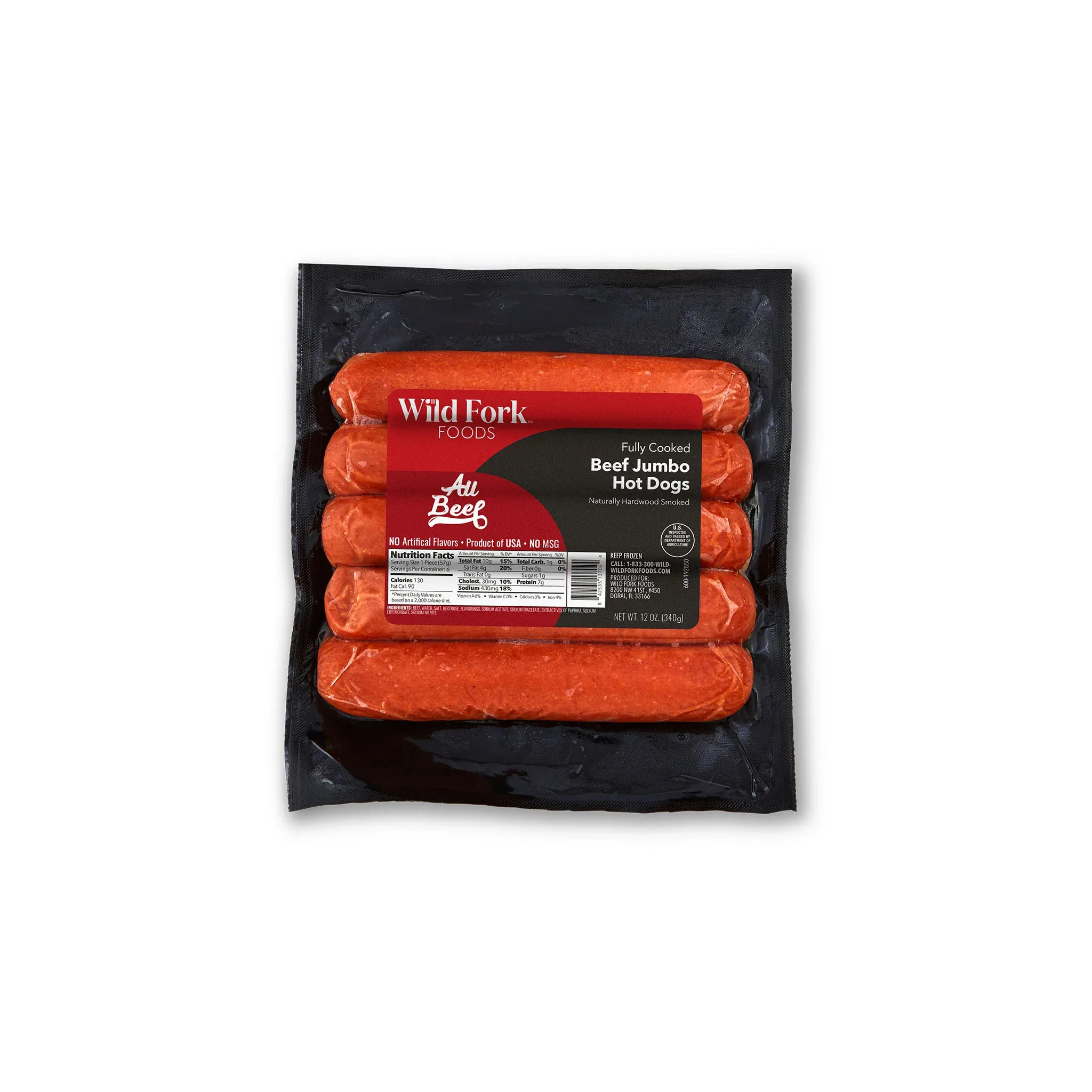 3703 WF PACKAGED Fully Cooked Beef Jumbo Hot Dogs sausages