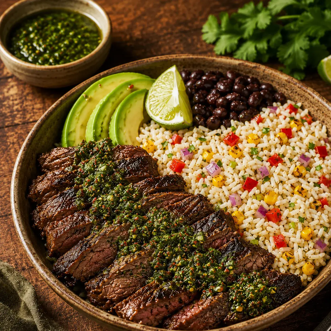 Chimichurri Skirt Steak & Chimichurri Rice Bowl
