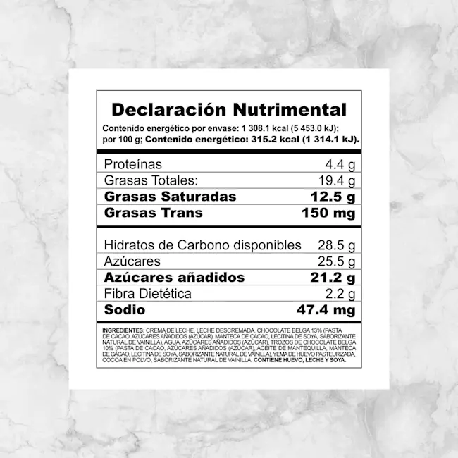 82149 HELADO DE CHOCOLATE BELGA HÄAGEN DAZS 473ML Info Nutrimental