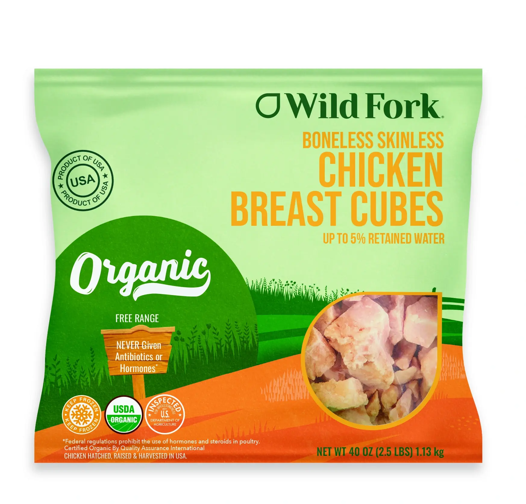 Organic Chicken Breast Chunks IQF 2.5lbs | Wild Fork