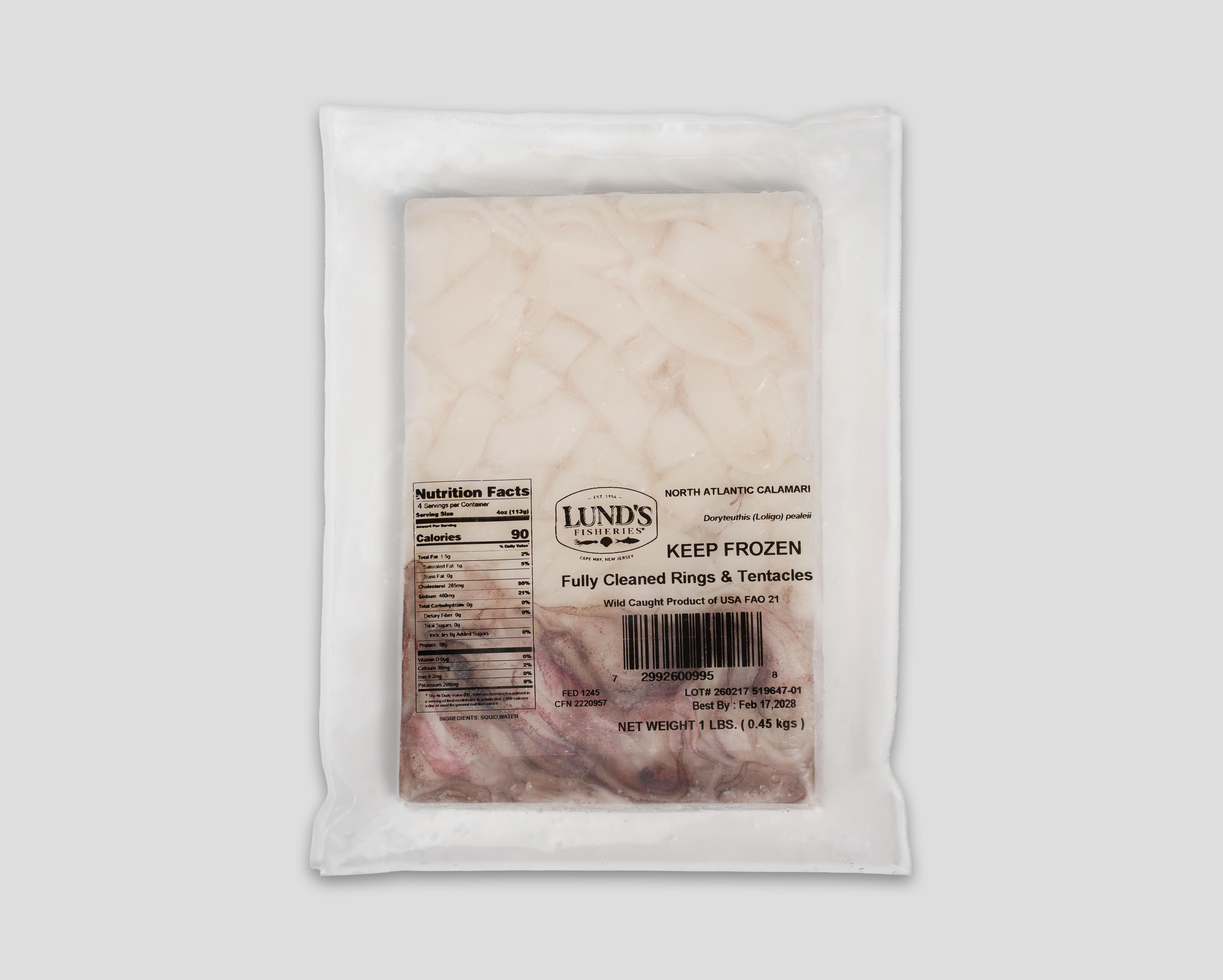 6407 PACKAGE Wild Caught Calamari Rings and Tentacles