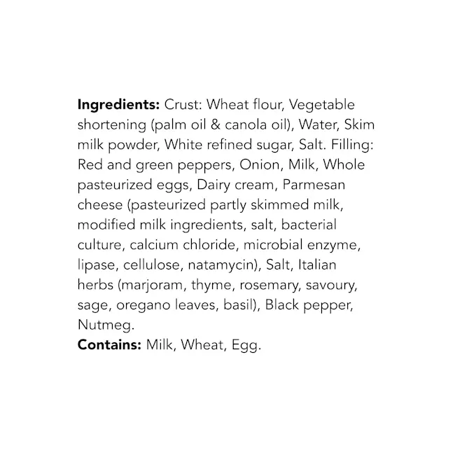 WFC 2549 ValueAdd ItalianStyleQuiche Ingredients