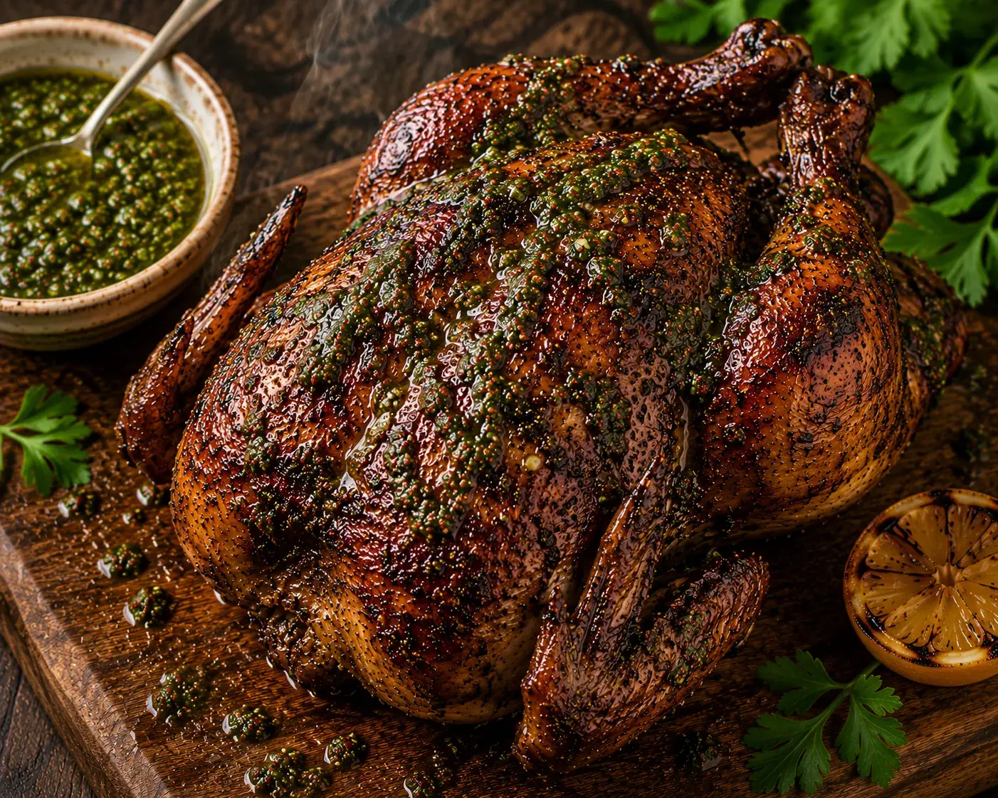 Smoked Chimichurri Whole Chicken