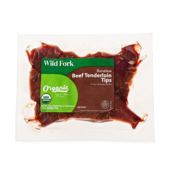 1659 WF PACKAGED Organic Beef Tenderloin Tips Beef