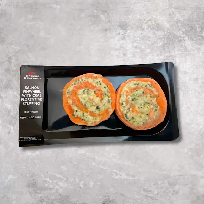 6351 PACKAGED Salmon Pinwheel with Crab Florentine Stuffing