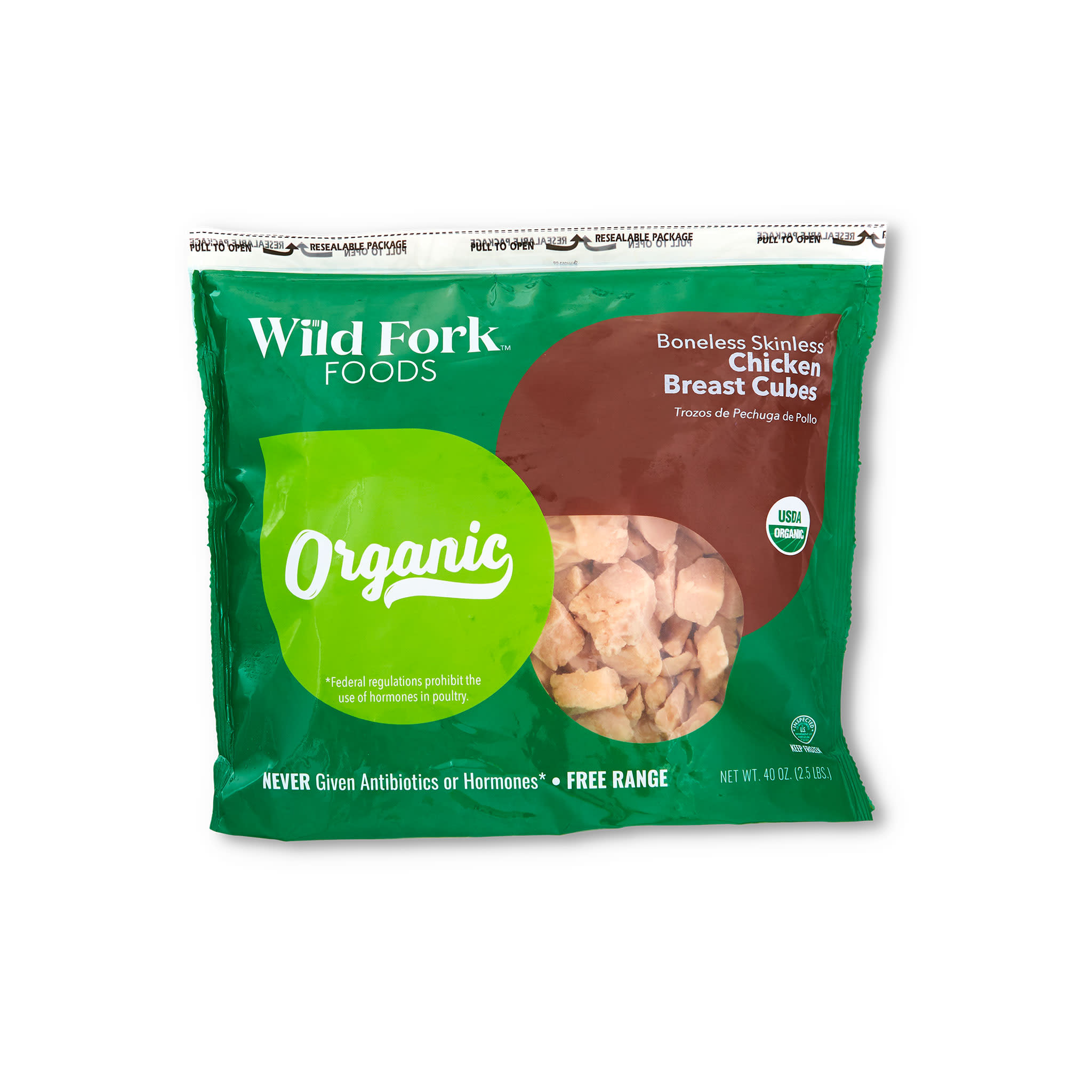 4313 WF PACKAGED Organic Chicken Breast Cubes Poultry
