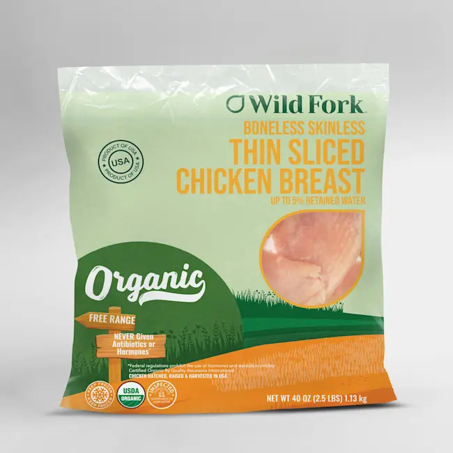 4303 WF PACKAGED Organic Thin Sliced Chicken Breast Poultry