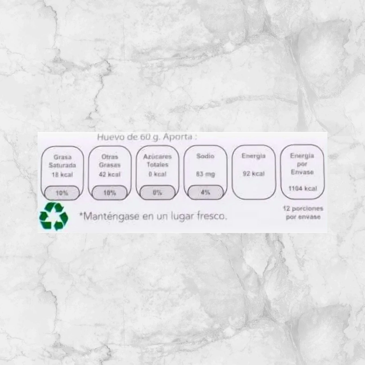 82233 HUEVO BLANCO DOCENERO CALVARIO info nutrimental